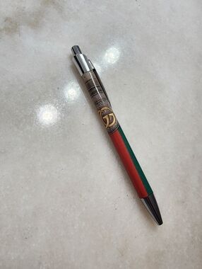 Luxury Green & Red Striped Metal Ballpoint Pen
